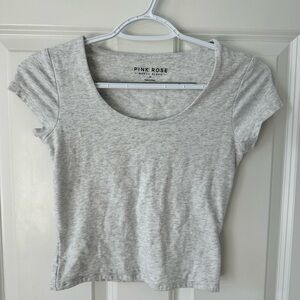 Pink Rose Women's Light Gray Short Sleeve Tee